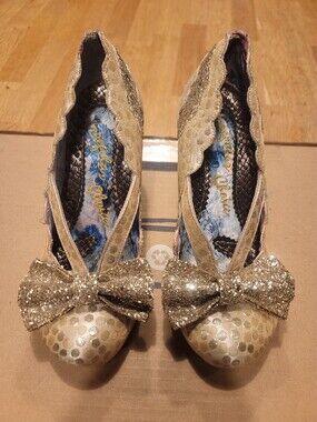 Irregular Choice Gold Polka Dot Pump Bow Heels US 8 / EU 39